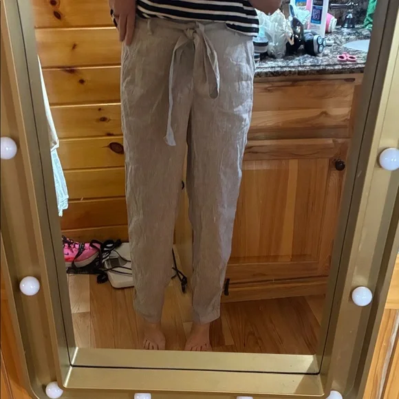 NWT Lou & grey linen blend high baggy style tie waist beach summer pants - Picture 3 of 10